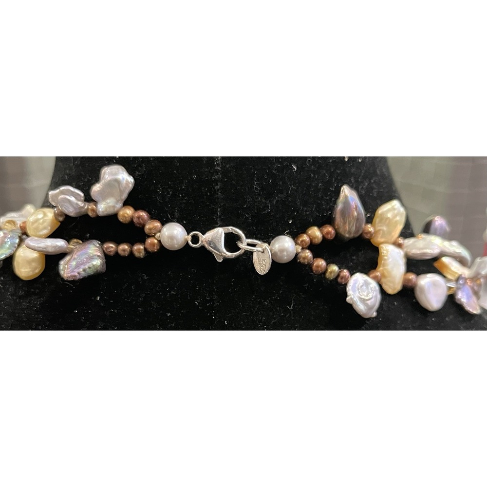 Lucas Lameth LUC 925 Baroque Freshwater Pearl 2 Strand Statement Necklace - Picture 5 of 16